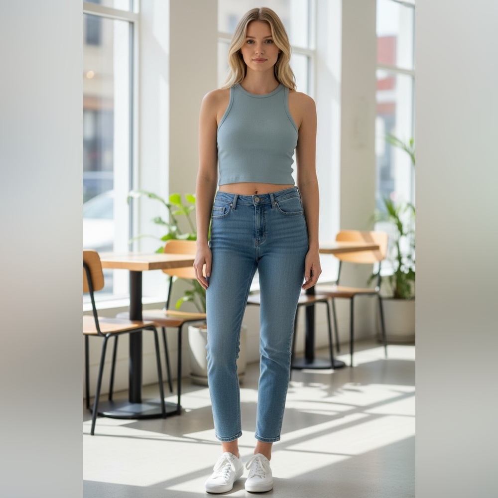 Stradivarius Gray Sleeveless Ribbed Top